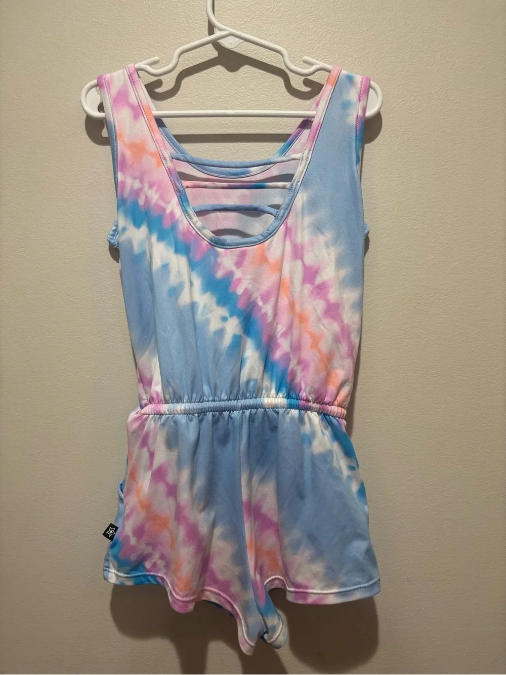 PixieLane Tie-Dye Romper Pastel Blue & Pink Soft Stretchy Pockets Girls 5